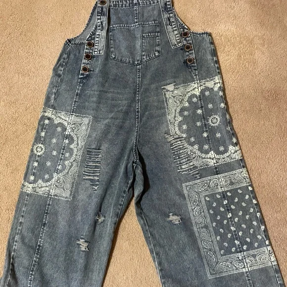 Easel Blue Denim Overalls - Picture 1 of 7